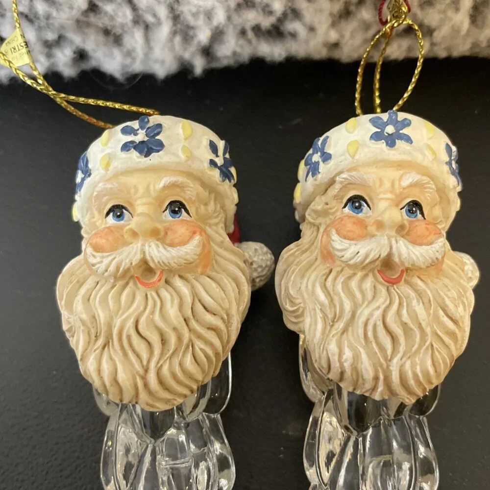 Silvestri Santa Icicle Acrylic‎ Resin Rustic Christmas Holiday Ornament Set Of 2